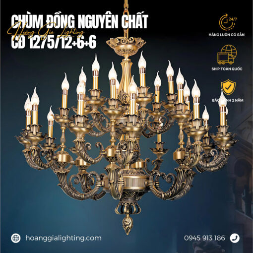Đèn chùm đồng CĐ 1275/12+6+6