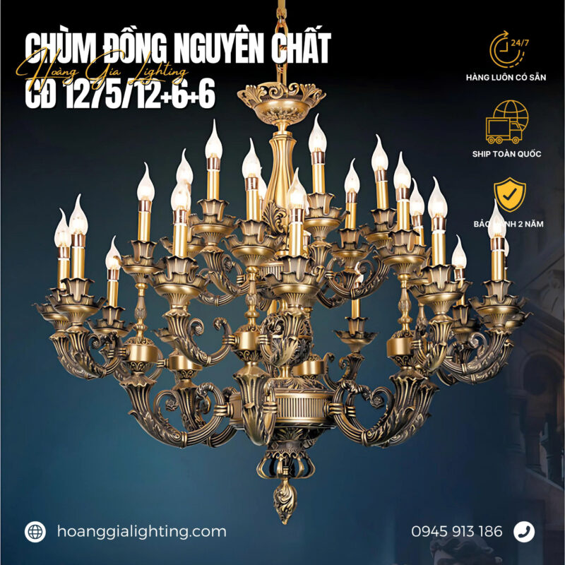 Đèn chùm đồng CĐ 1275/12+6+6