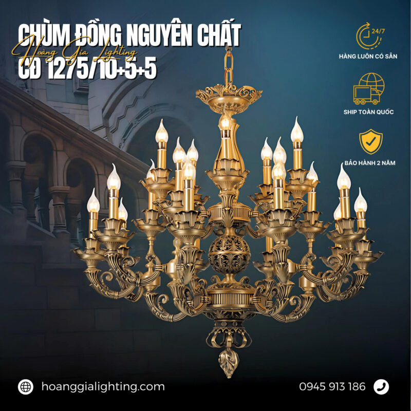 Đèn chùm đồng CĐ 1275/10+5+5