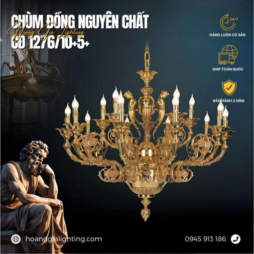 Đèn chùm đồng CĐ 1276/10+5
