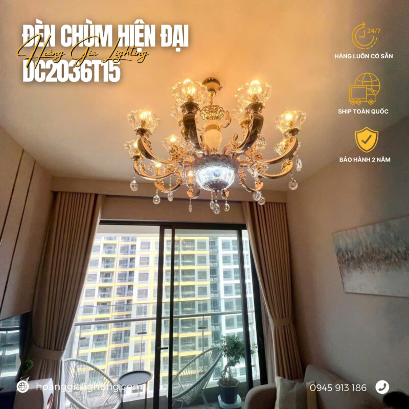 Đèn chùm nến pha lê DC2036T15