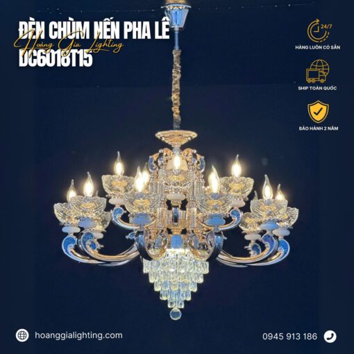 Đèn chùm nến pha lê DC6018T15