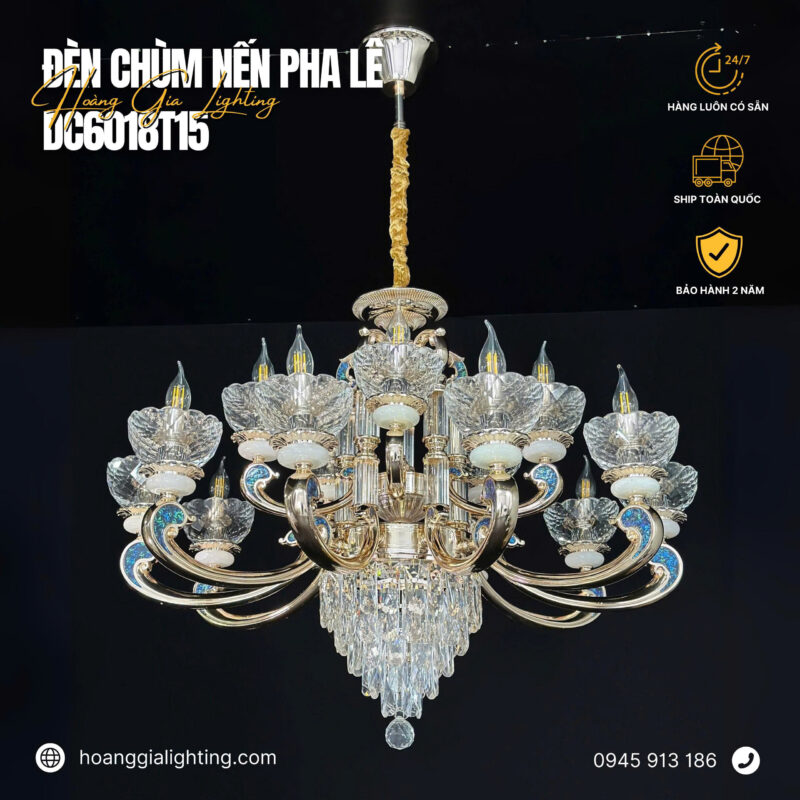 Đèn chùm nến pha lê DC6018T15