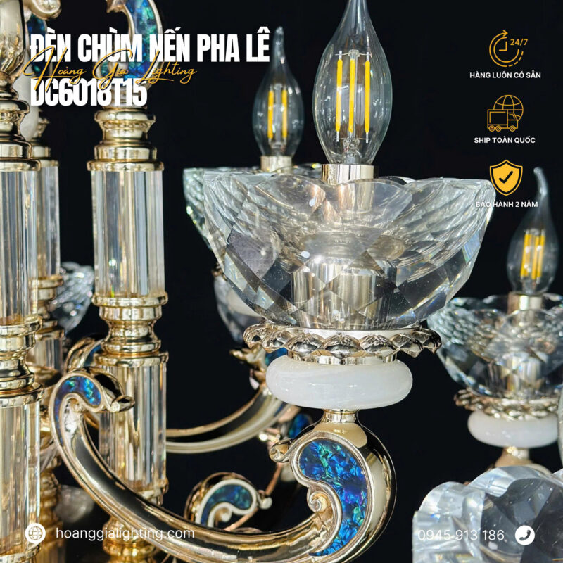 Đèn chùm nến pha lê DC6018T15