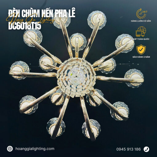 Đèn chùm nến pha lê DC6018T15