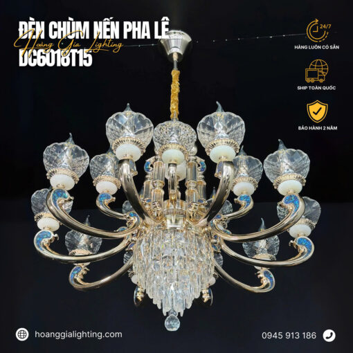 Đèn chùm nến pha lê DC6018T15