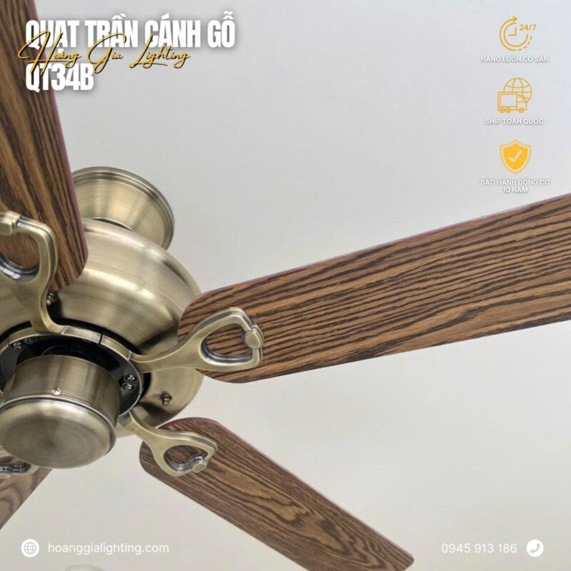 Quạt trần cánh gỗ QT34B