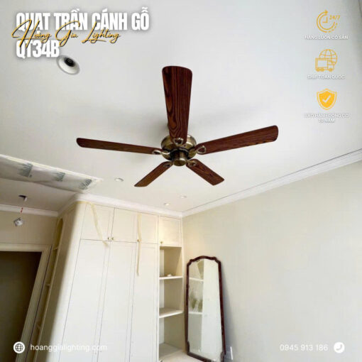Quạt trần cánh gỗ QT34B