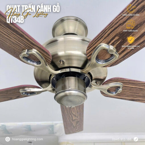 Quạt trần cánh gỗ QT34B