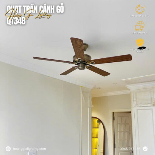 Quạt trần cánh gỗ QT34B
