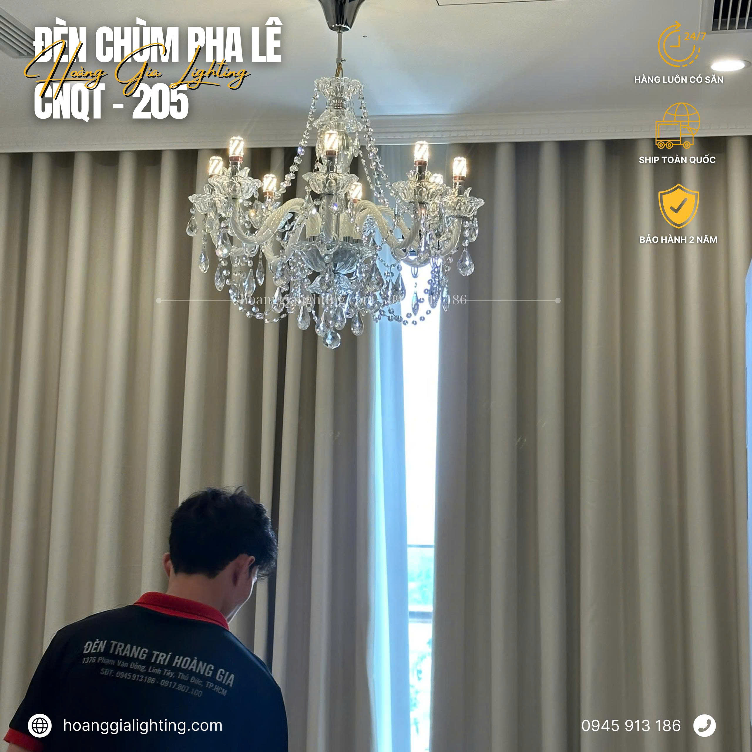 Đèn chùm nến pha lê CNQT-205 Đèn chùm nến pha lê CNQT-205