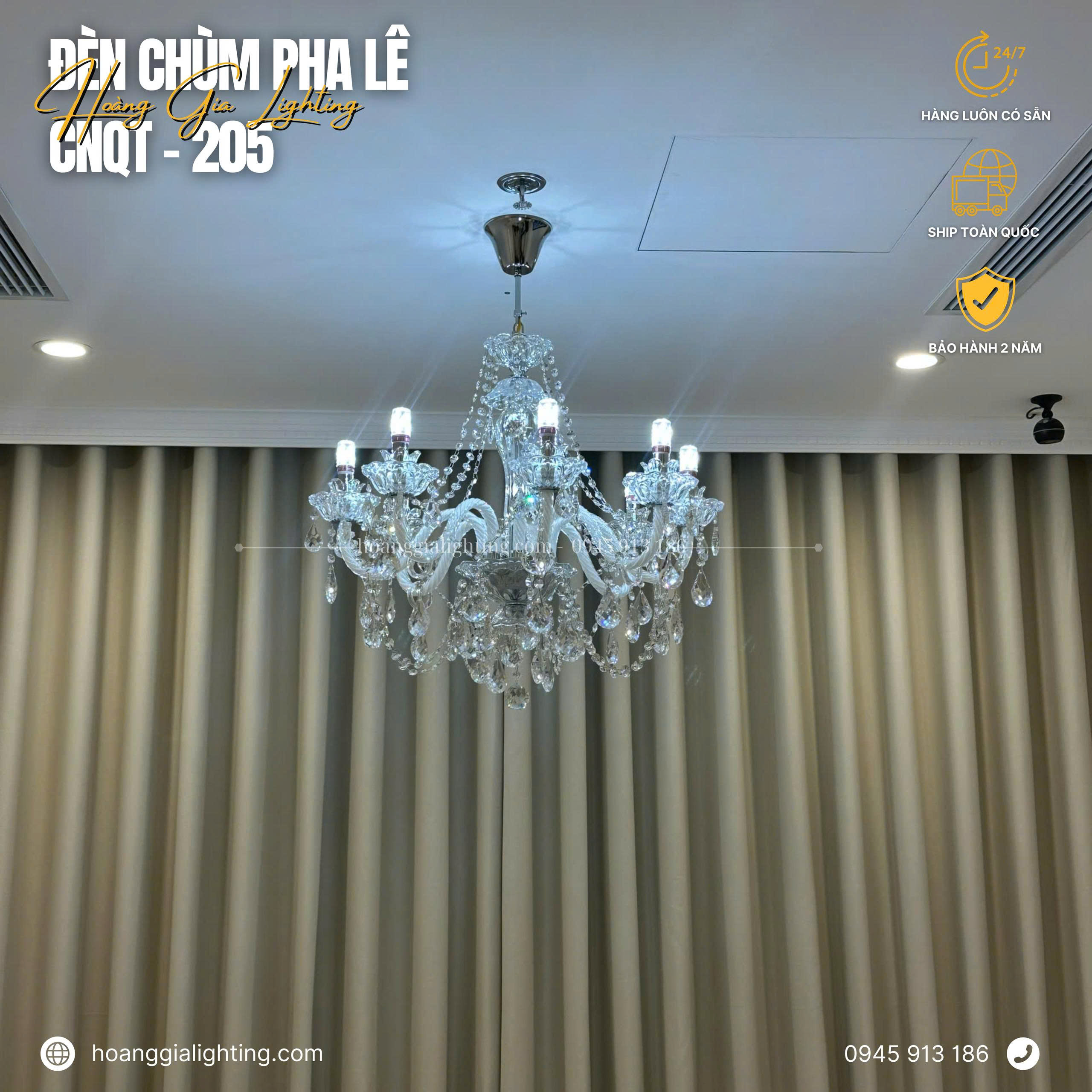 Đèn chùm nến pha lê CNQT-205 Đèn chùm nến pha lê CNQT-205