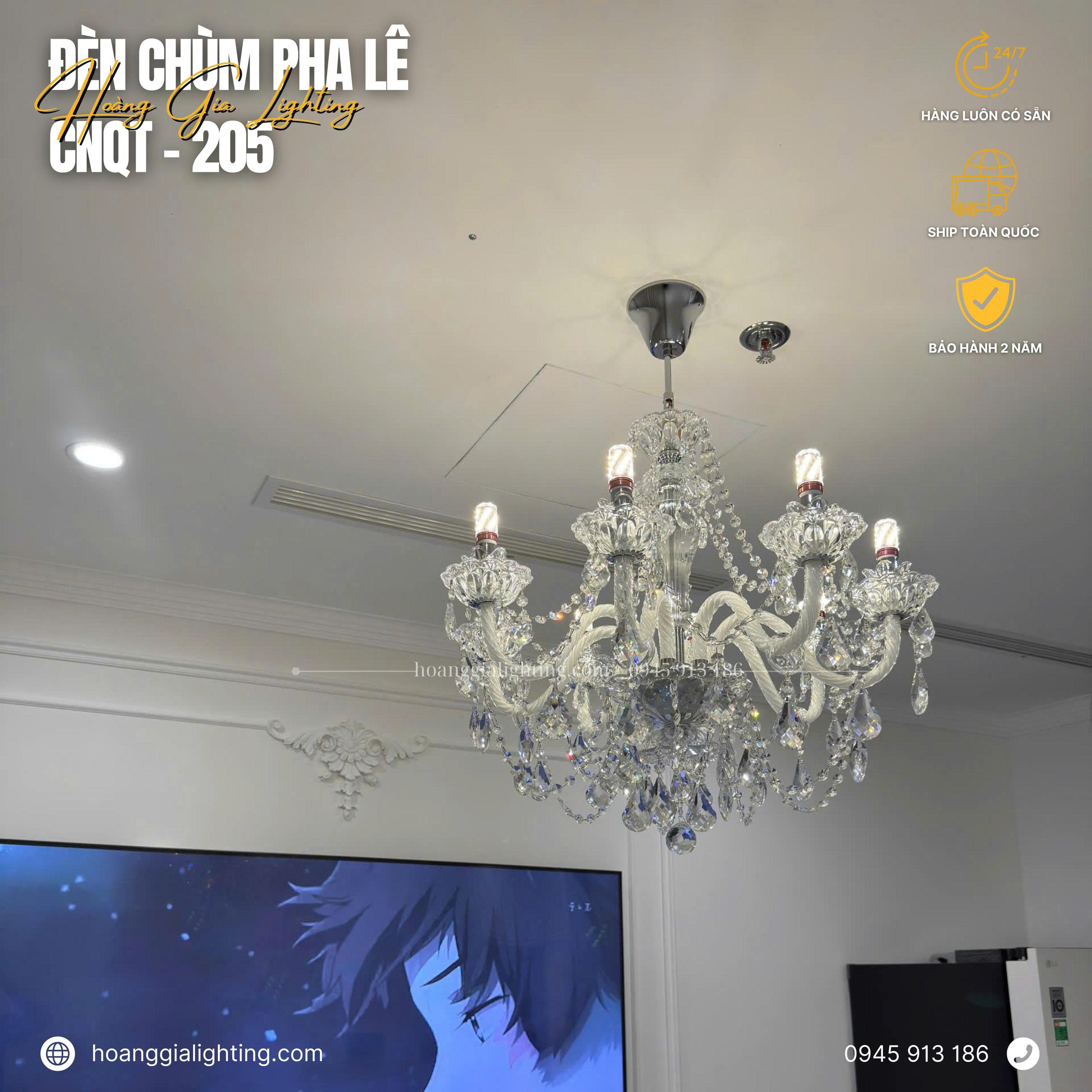 Đèn chùm nến pha lê CNQT-205 Đèn chùm nến pha lê CNQT-205
