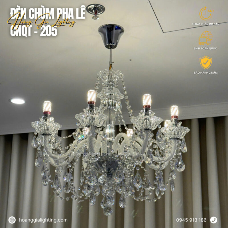 đèn trang trí nội thất của mọi nhà Đèn chùm nến pha lê CNQT-205