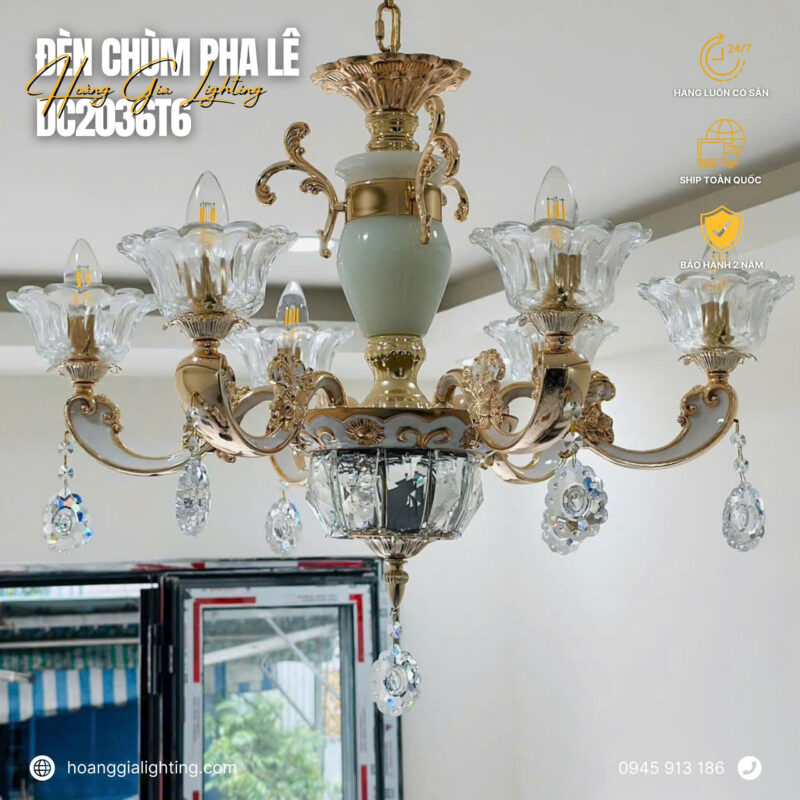 đèn trang trí nội thất của mọi nhà Đèn chùm nến pha lê DC2036T6