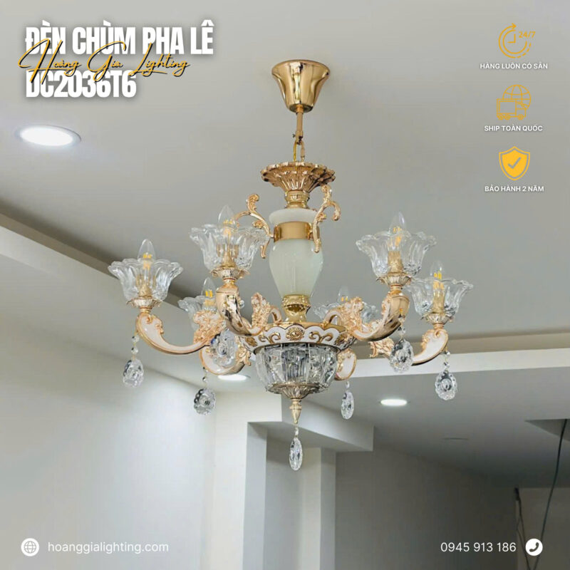 đèn trang trí nội thất của mọi nhà Đèn chùm nến pha lê DC2036T6
