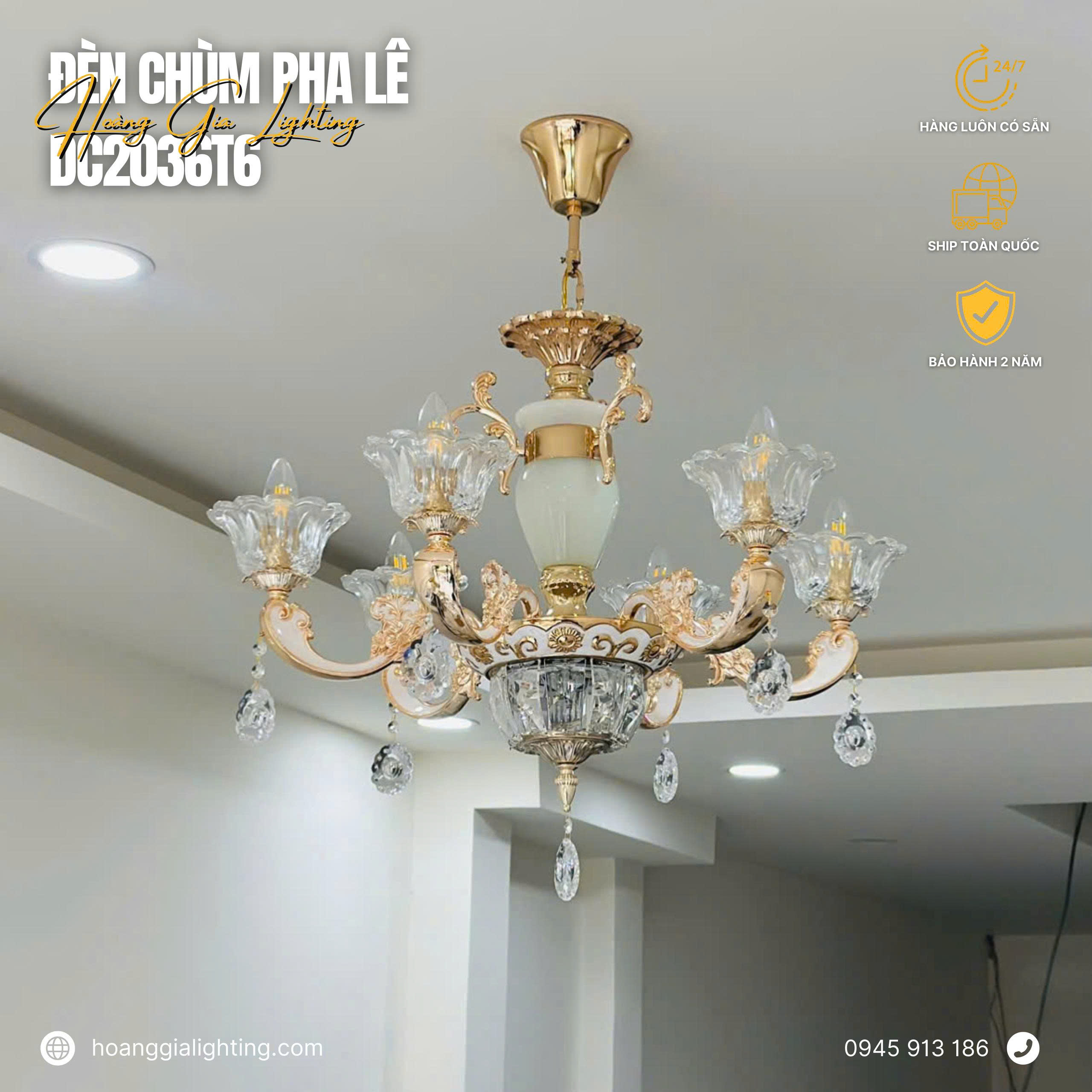 Đèn chùm nến pha lê DC2036T6 Đèn chùm nến pha lê DC2036T6