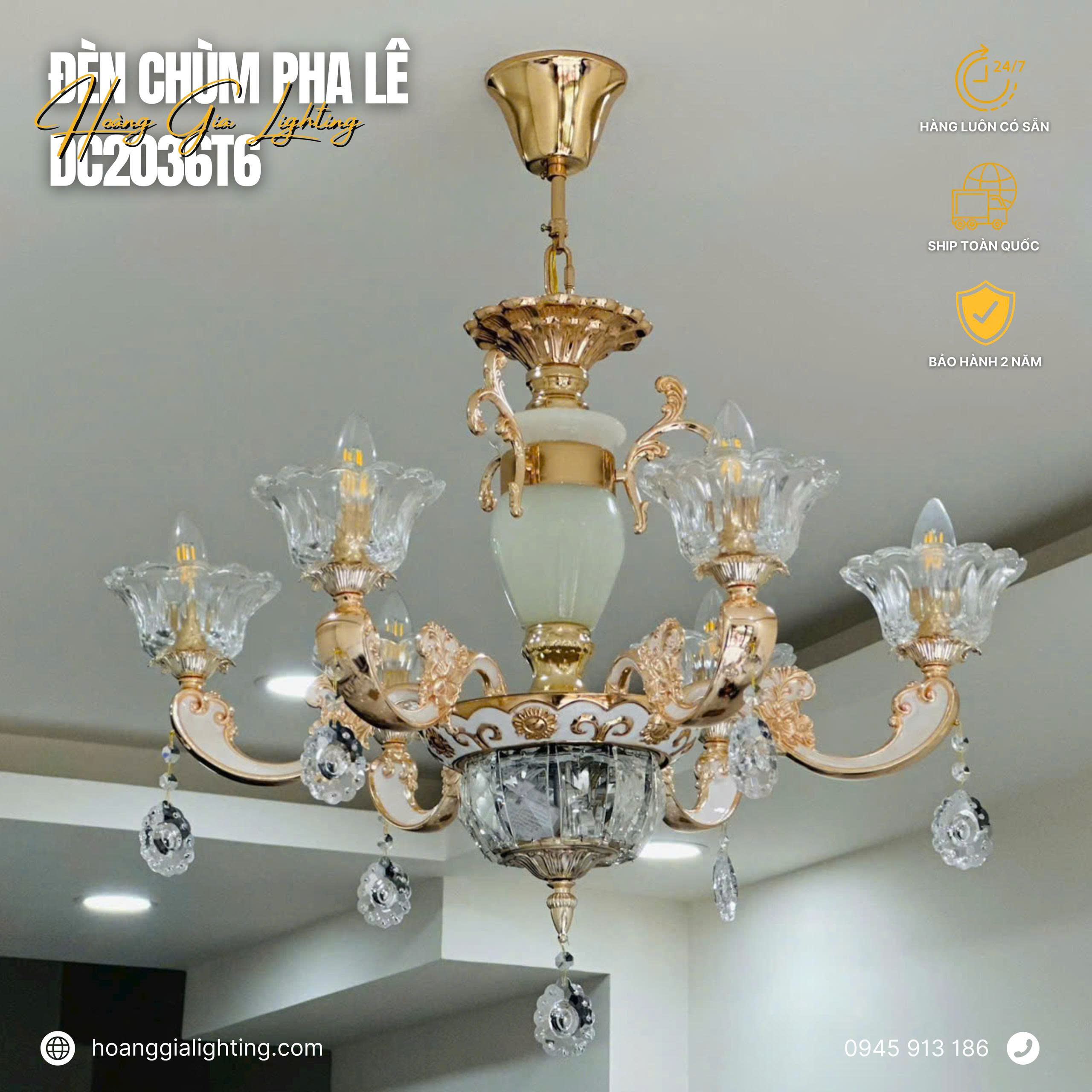 Đèn chùm nến pha lê DC2036T6 Đèn chùm nến pha lê DC2036T6