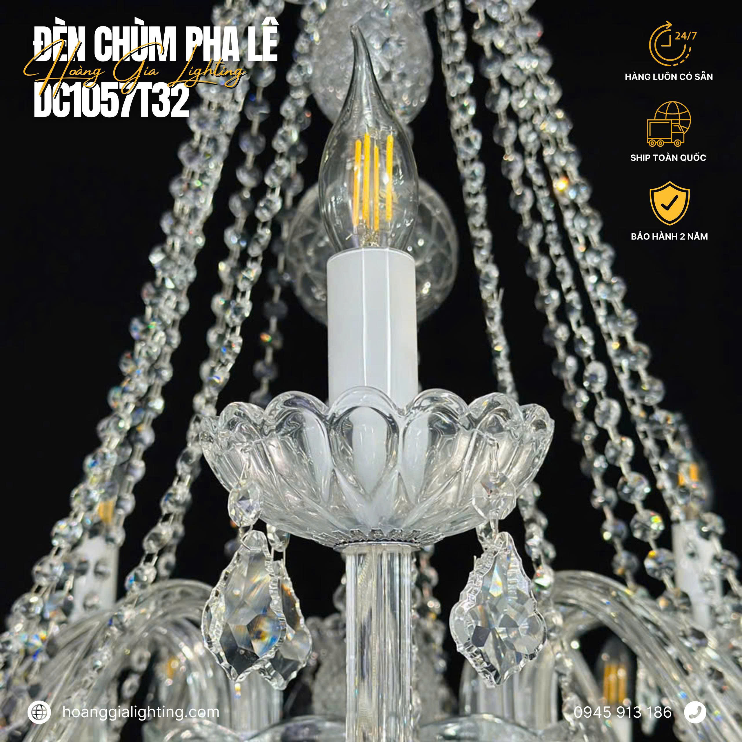 Đèn chùm nến pha lê DC1057T32 Đèn chùm nến pha lê DC1057T32