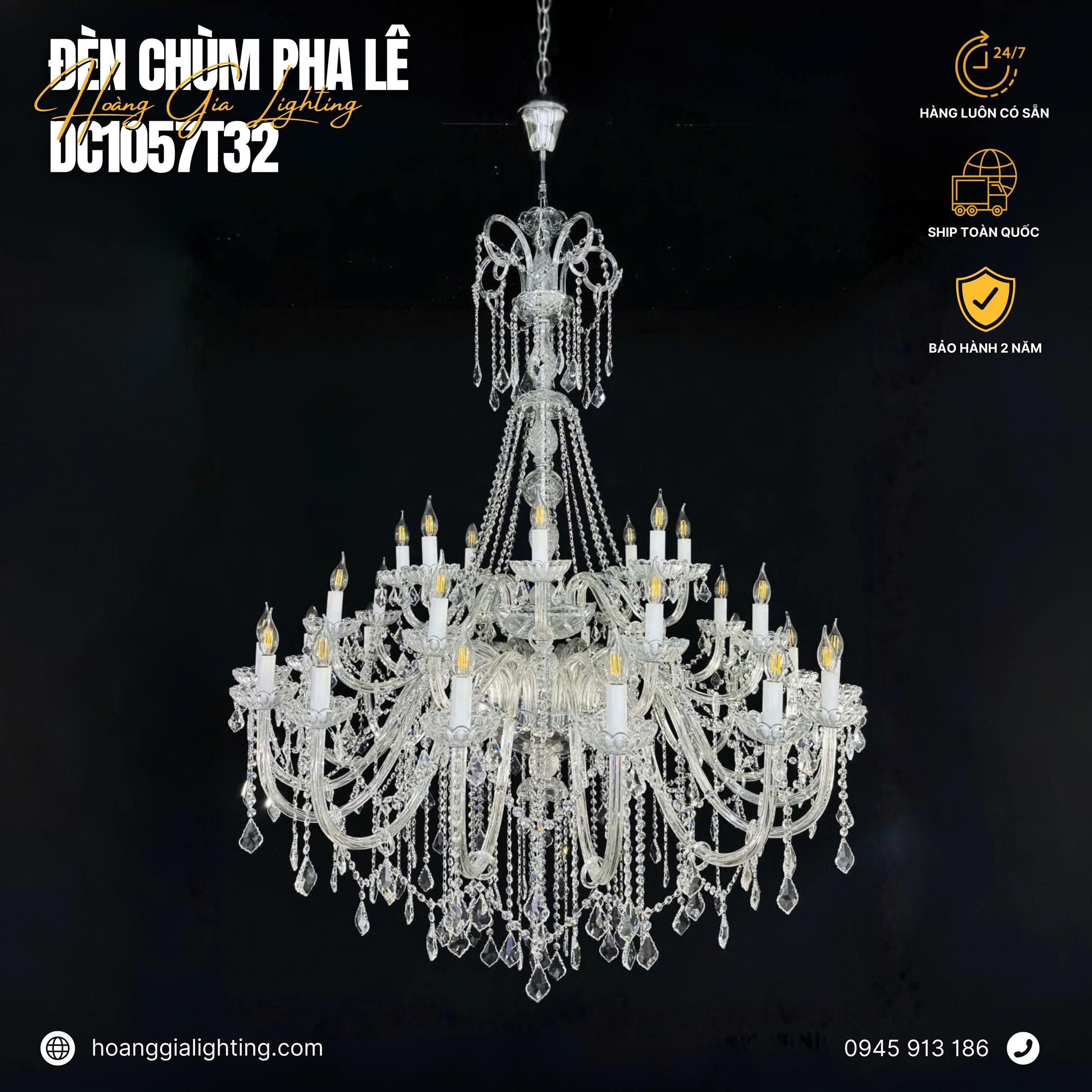 Đèn chùm nến pha lê DC1057T32 Đèn chùm nến pha lê DC1057T32