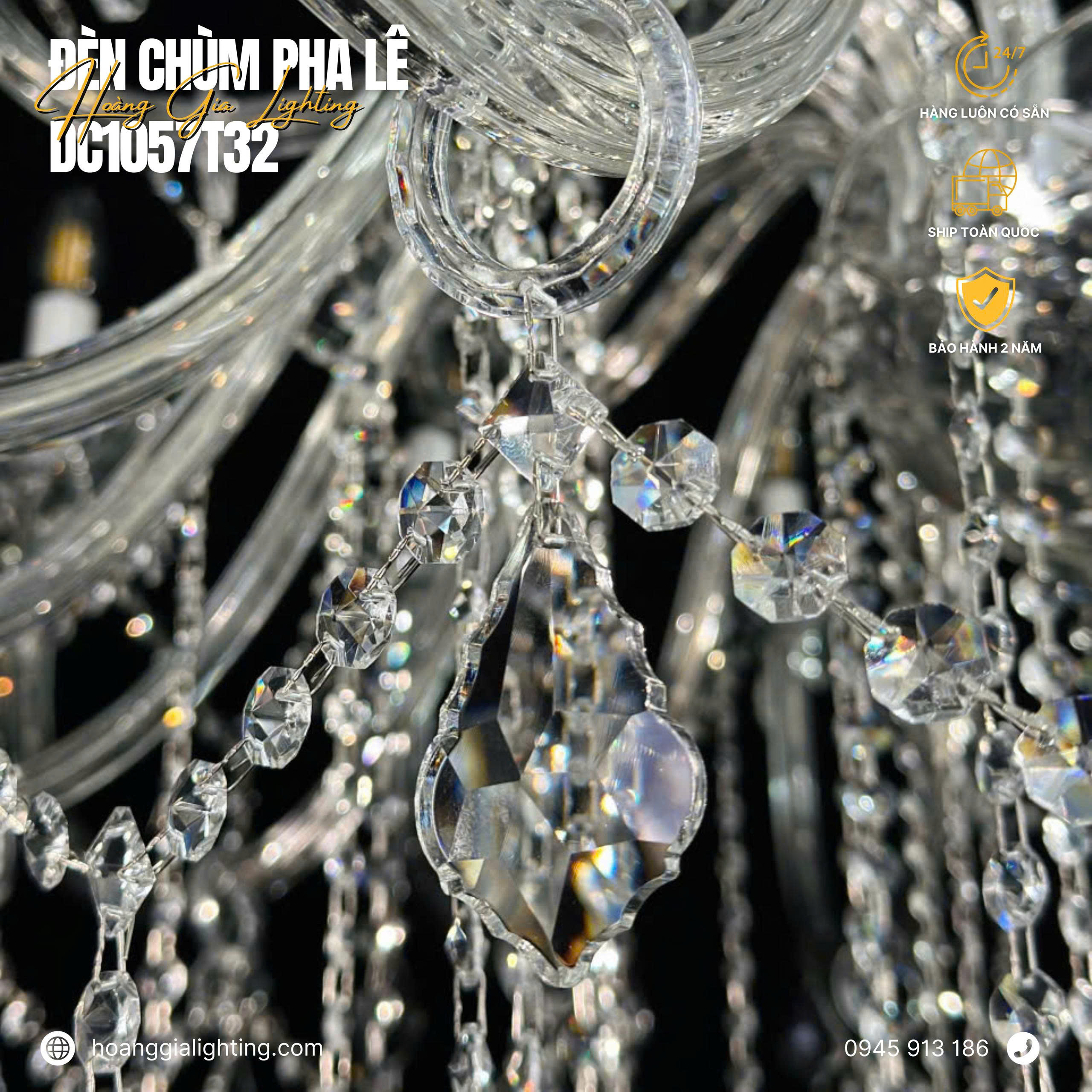 Đèn chùm nến pha lê DC1057T32 Đèn chùm nến pha lê DC1057T32