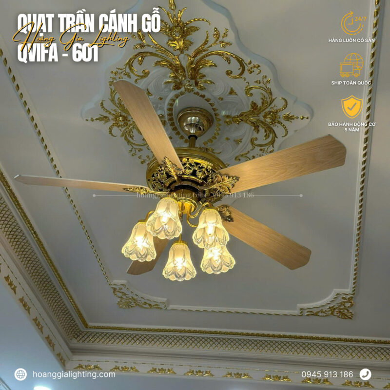 Quạt trần cánh gỗ QViFa-601