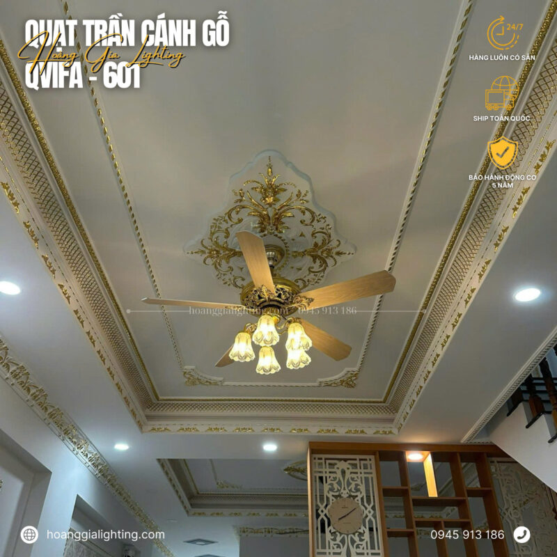 Quạt trần cánh gỗ QViFa-601