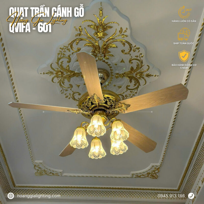 Quạt trần cánh gỗ QViFa-601