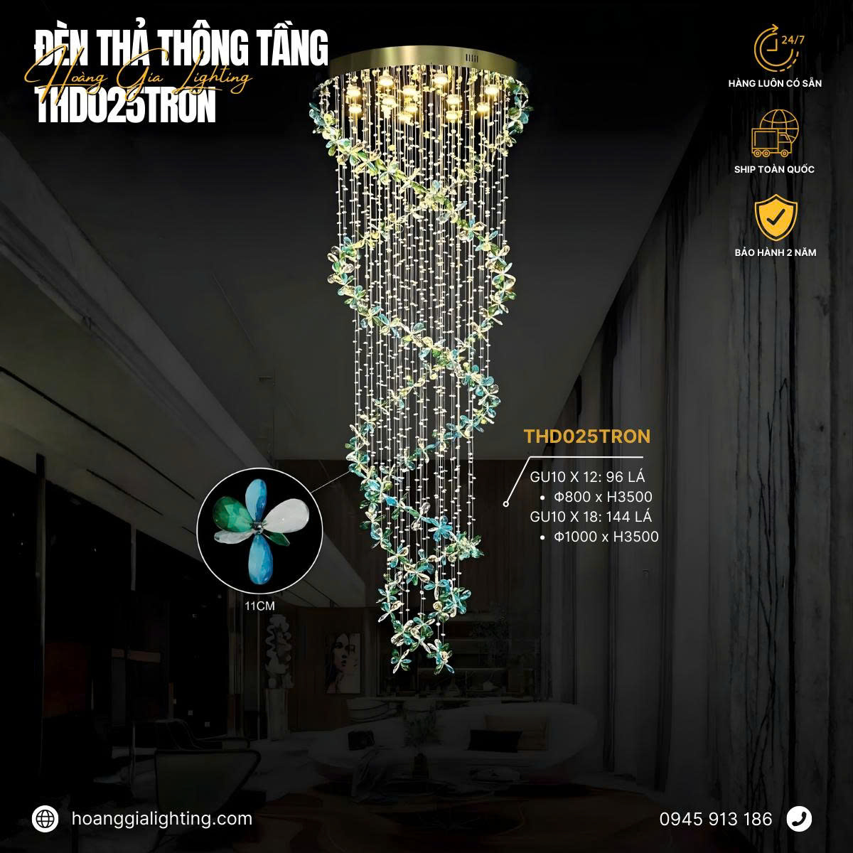 Đèn thả thông tầng THD025 Đèn thả thông tầng THD025