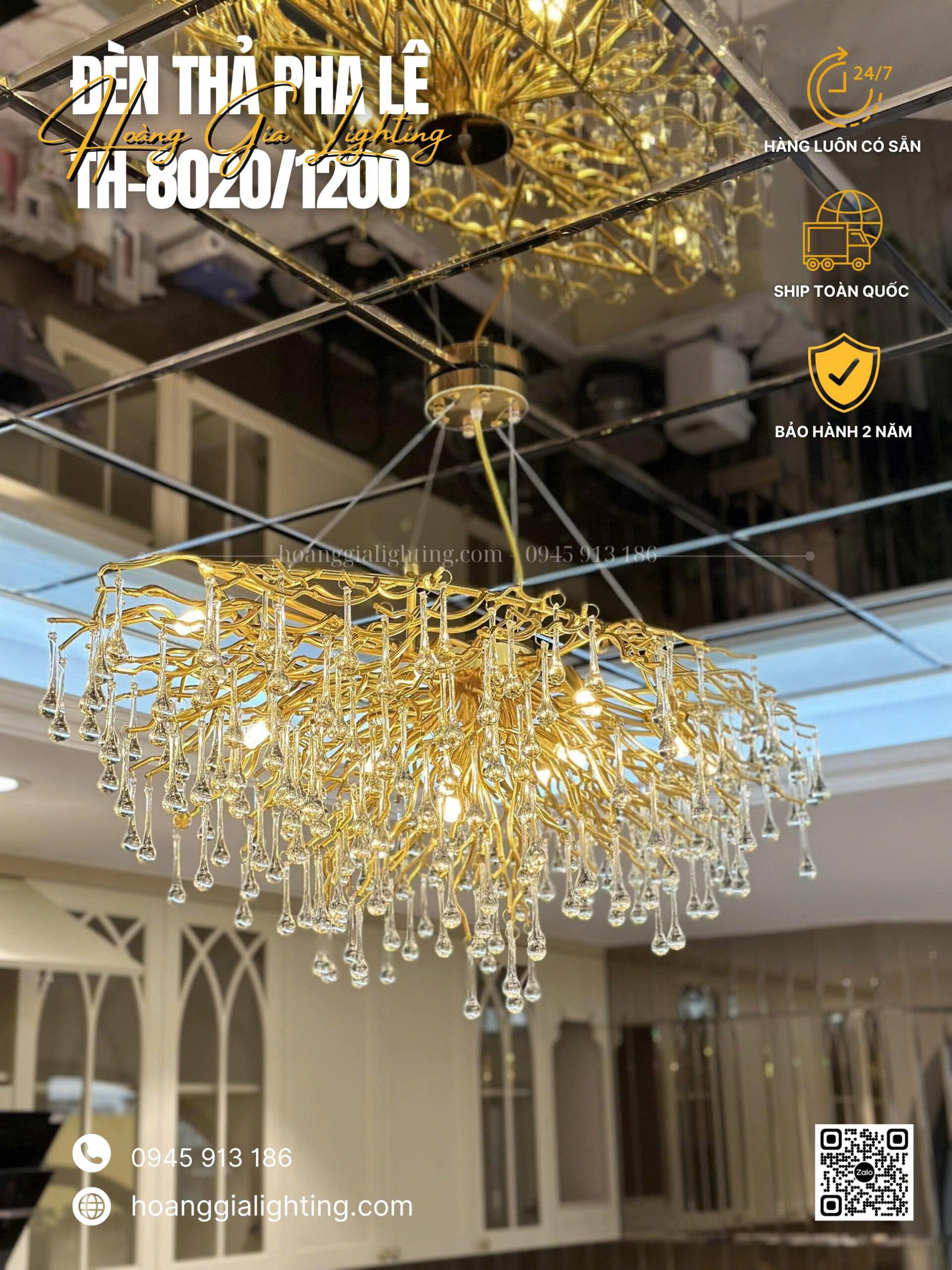 Đèn thả pha lê TH-8020/1200 Đèn thả pha lê TH-8020/1200