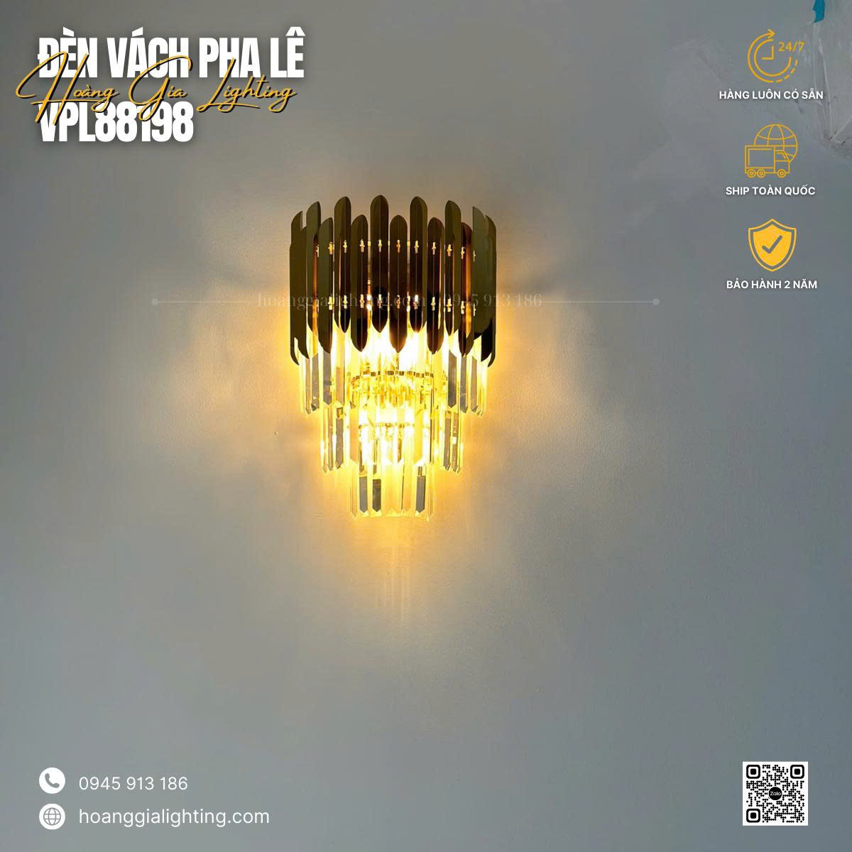 Đèn vách pha lê VPL88198 Đèn vách pha lê VPL88198