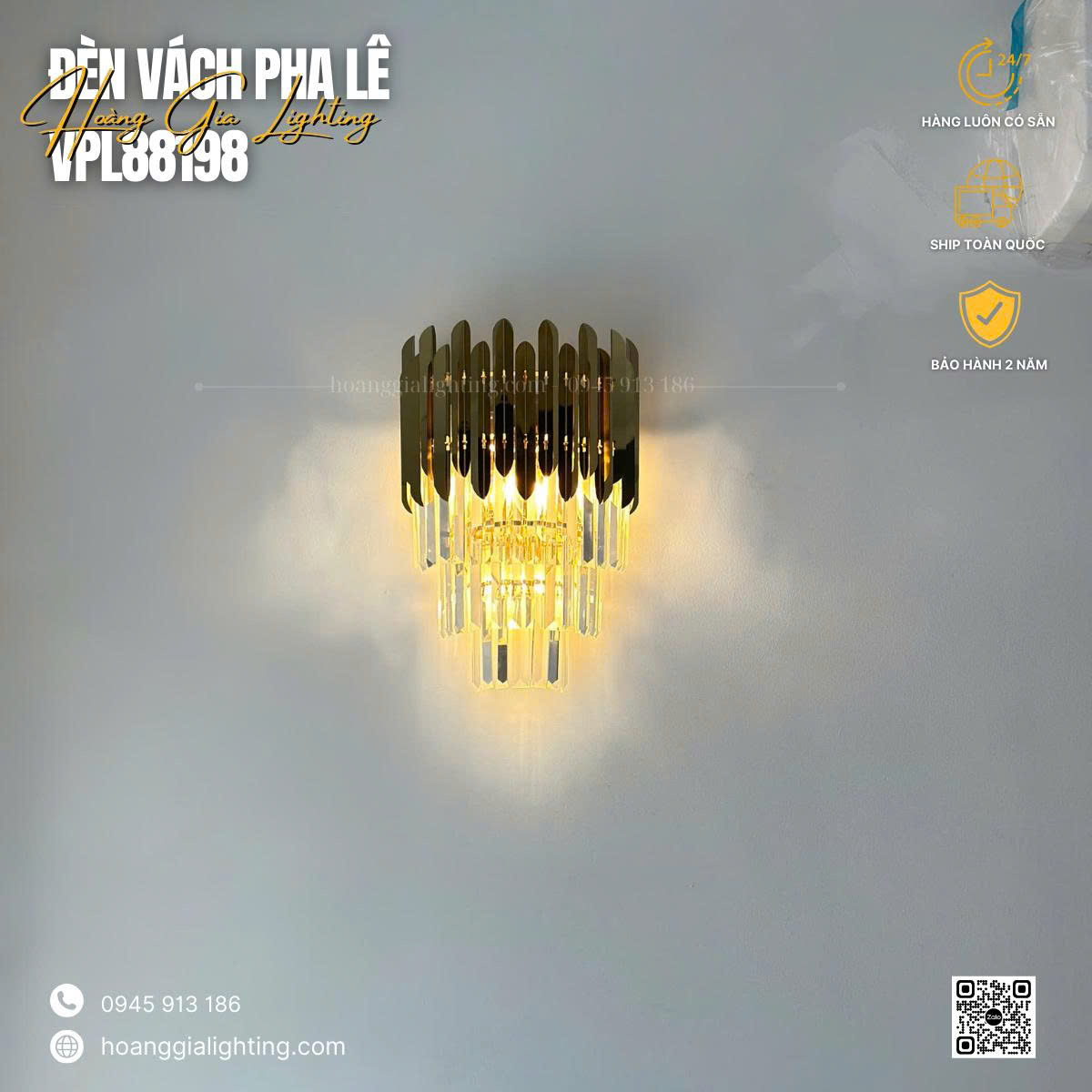 Đèn vách pha lê VPL88198 Đèn vách pha lê VPL88198