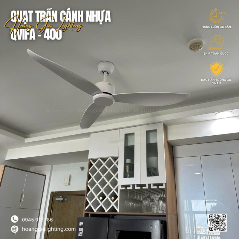 Quạt trần cánh nhựa QViFa-400/Trắng