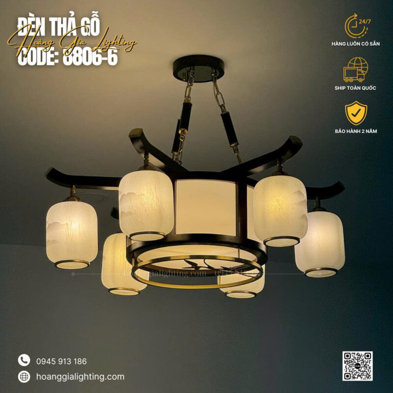 Đèn thả gỗ CODE : 8806-6